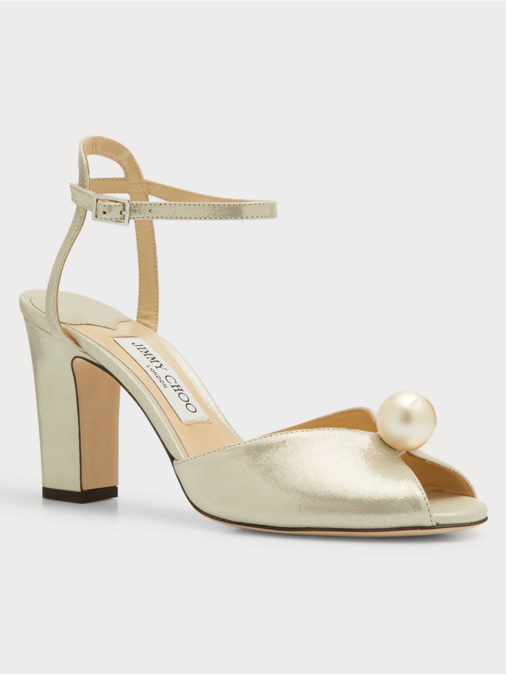 Jimmy Choo Sacaria Metallic Pearly-Stud Peep Pumps EU37
